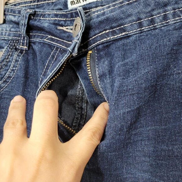 Marie Claire Cropped Denim Blue Jeans Thick Stitch Stretch Size 13 - Picture 5 of 11